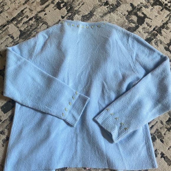 Vintage White Stag Baby Blue Embroidered Cardigan Womens Medium - Picture 4 of 8